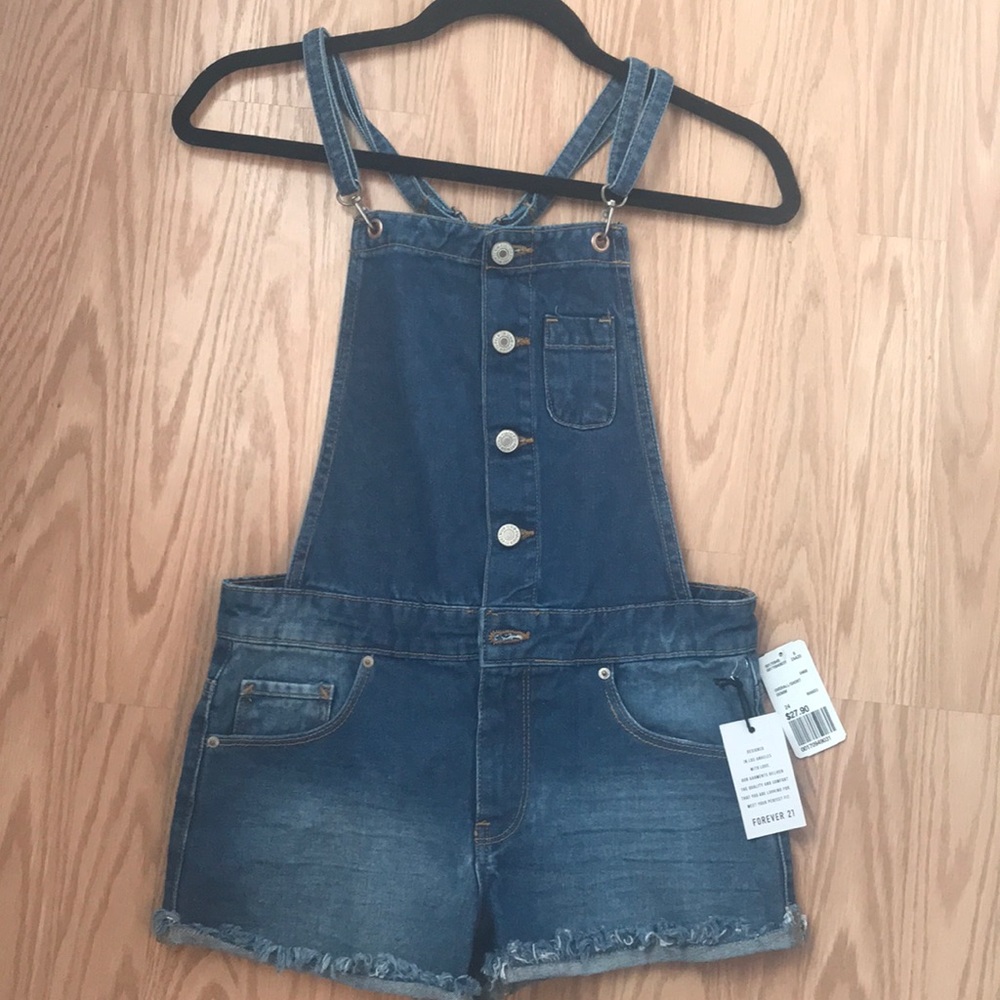 Denim short overalls